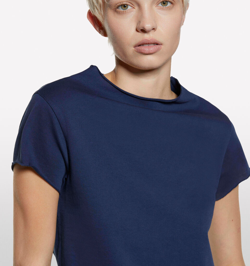 Dark blue t-shirt with halter neck - women's short sleeve t-shirts - Dark Blue | Sisley image number 4